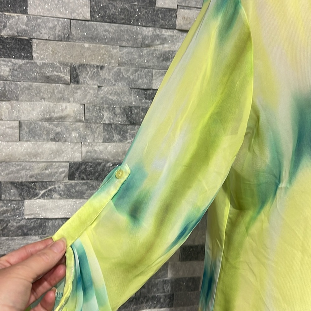 Fred David Multi Color Button Down Top Shirt Blou… - image 3